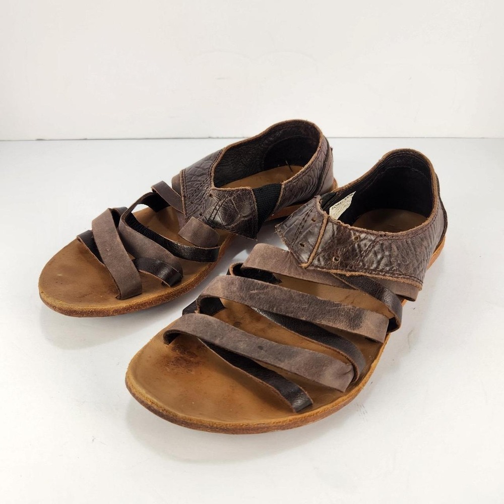 Sorel Women's Leather Strappy Flat Sandals Brown Comfort Casual Size 7.5
